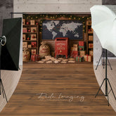 Lofaris Christmas Mailroom Sweep Backdrop Santa’s Workshop with Letters and Packages Holiday Photo Studio Floor Drop